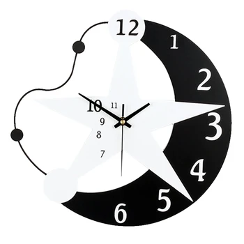 New Stylish Moon Stars Wall Clock Black White Patchwork Wooden House Silent Clock Restaurant Bar Home Coffee Clock Decoration
New Stylish Moon Stars Wall Clock Black White Patchwork Wooden House Silent Clock Restaurant Bar Home Coffee Clock Decoration