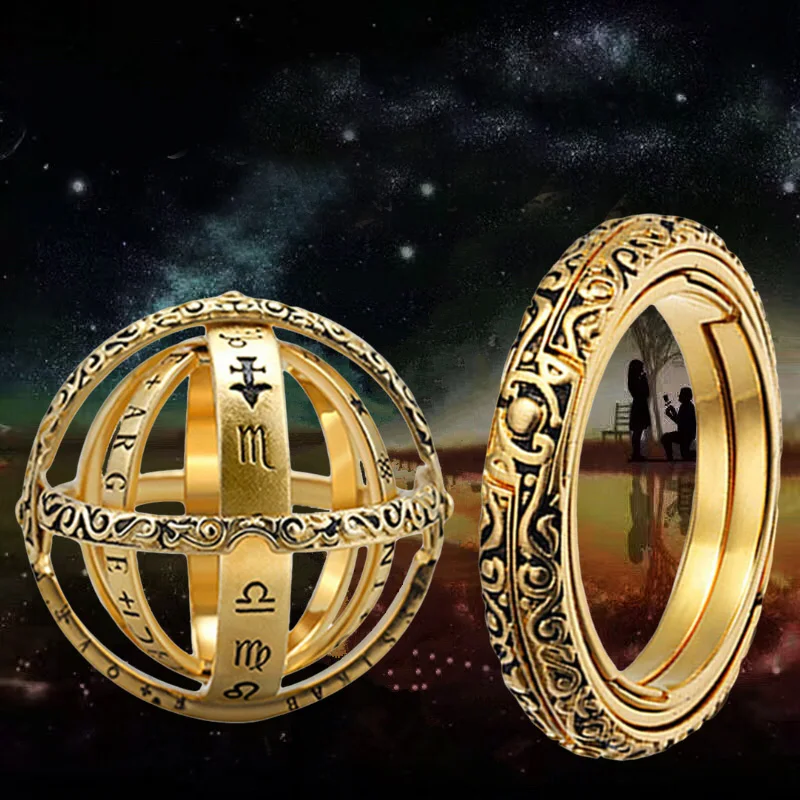 SHEON Hot Silver & Gold Astronomical Sphere Ball Ring Complex Rotating Cosmic Constellations Finger Ring for Lover Jewely
SHEON Hot Silver & Gold Astronomical Sphere Ball Ring Complex Rotating Cosmic Constellations Finger Ring for Lover Jewely