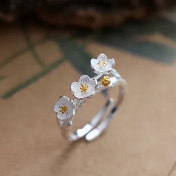 Bijoux 2019 New Designer 925 Sterling Silver Plum Flower Rings For Women Adjustable Size Ring Party Gift Bridal Jewelry Anillos 
Bijoux 2019 New Designer 925 Sterling Silver Plum Flower Rings For Women Adjustable Size Ring Party Gift Bridal Jewelry Anillos
