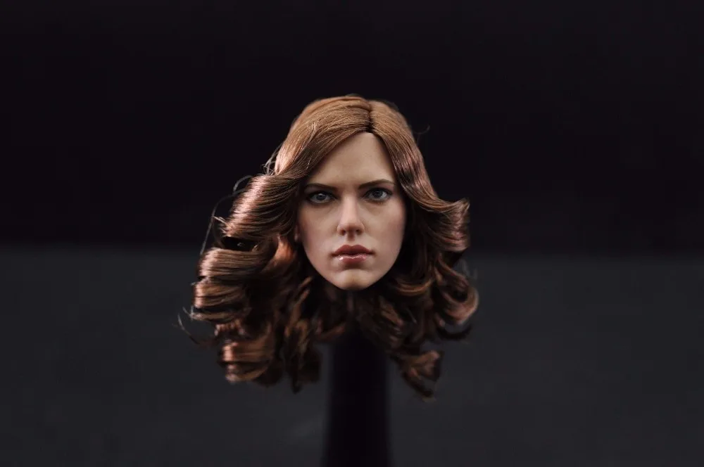 

1:6 Female Headplay Model Scale Scarlett Johansson Black Widow Head Sculpt with Brown Curly Hair for 12" Female Figure