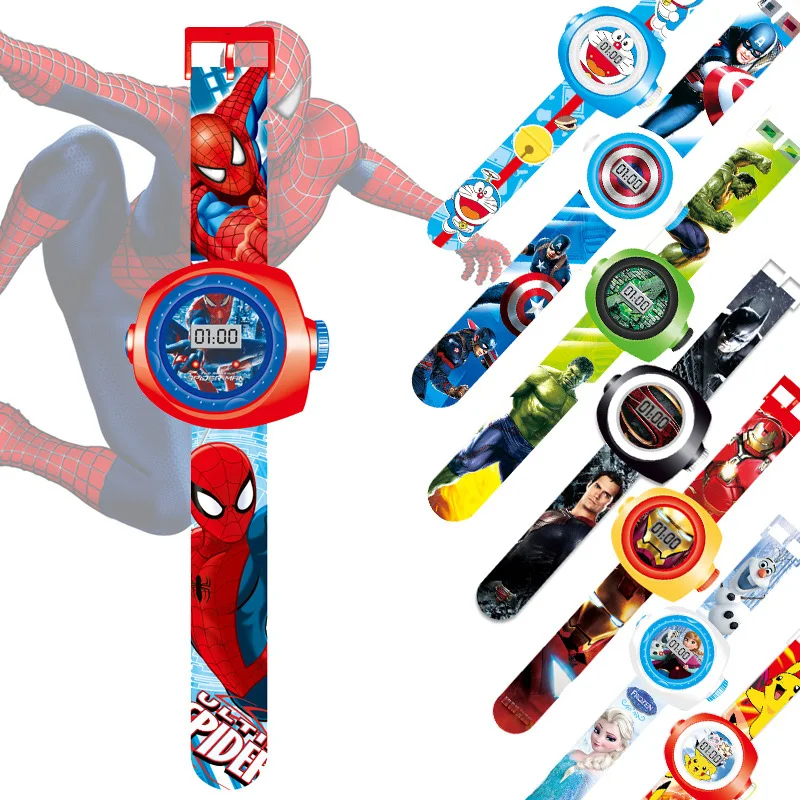 Marvel Avengers Spider-Man Children's Cartoon 3D Projection Watch Building Blocks Anime Electronic Toys Projection Student Table
Marvel Avengers Spider-Man Children's Cartoon 3D Projection Watch Building Blocks Anime Electronic Toys Projection Student Table