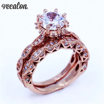 Vecalon Vintage Jewelry Women ring set 3ct AAAAA zircon Cz Rose Gold Filled 925 silver Anniversary wedding ring for women men
Vecalon Vintage Jewelry Women ring set 3ct AAAAA zircon Cz Rose Gold Filled 925 silver Anniversary wedding ring for women men