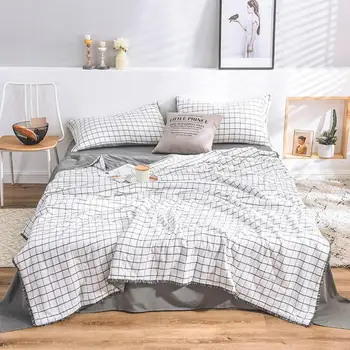 2019 Grey White Plaids Lines 4pcs Thin Summer Comforter Bedding Sets Wash Polyester Bedlinens Flat sheet Pillowcases
2019 Grey White Plaids Lines 4pcs Thin Summer Comforter Bedding Sets Wash Polyester Bedlinens Flat sheet Pillowcases