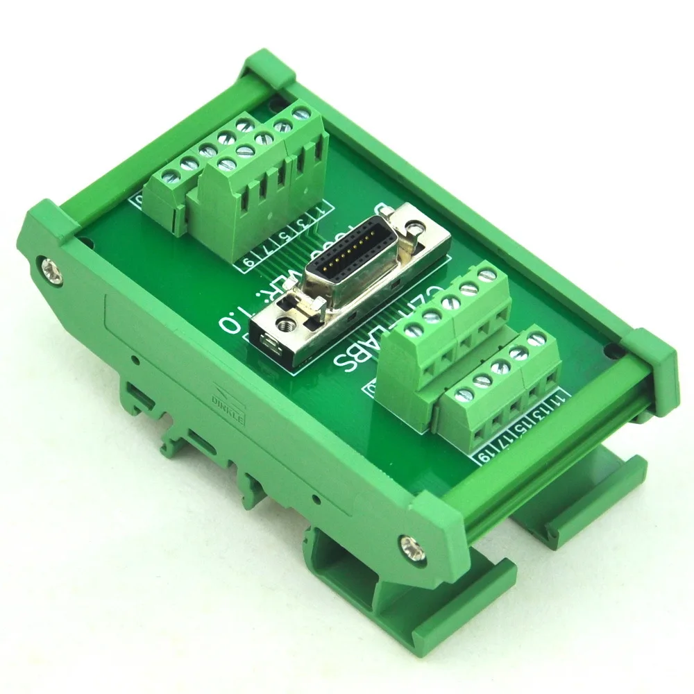 DIN Rail Mount 20-pin 0.05" Mini D Ribbon/MDR Female Interface Module, SCSI.
DIN Rail Mount 20-pin 0.05" Mini D Ribbon/MDR Female Interface Module, SCSI.