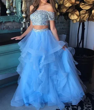 Elegant Fuchsia Two Pieces Prom Dress 2019 Light Blue Long Tulle Formal Evening Party Gown Lace Applique Ruffles Pink Gala Dress
Elegant Fuchsia Two Pieces Prom Dress 2019 Light Blue Long Tulle Formal Evening Party Gown Lace Applique Ruffles Pink Gala Dress