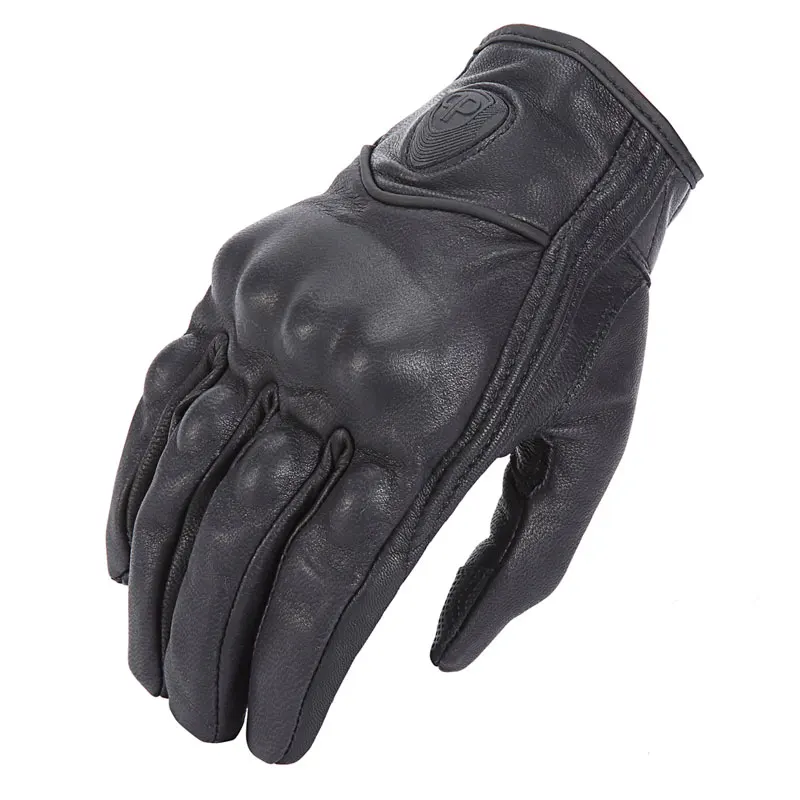 Retro Pursuit Perforated Real Leather Motorcycle Gloves Leather Touch Screen Men Women Moto Waterproof Gloves Motocross Glove