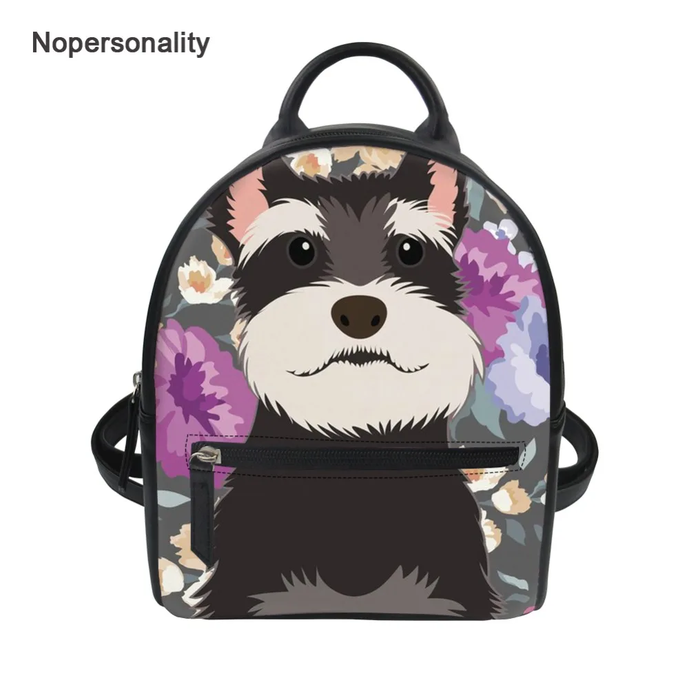 Милый дорожный рюкзак Nopersonality шнауцера с цветочным принтом Маленькая кожаная