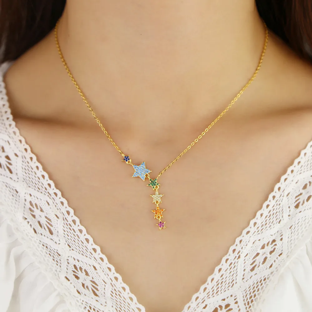 gold filled Women Fashion jewelry Micro pave colorful cz lucky rainbow star link chain sexy multi layer choker charm necklaces
gold filled Women Fashion jewelry Micro pave colorful cz lucky rainbow star link chain sexy multi layer choker charm necklaces
