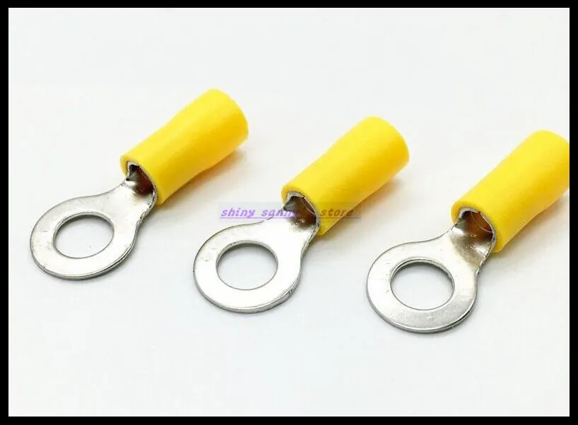 200 шт./лот RV5.5-4 Yellow 12-10 AWG 4-6 мм2 изолированная кольцевая Клемма коннектор для кабеля
