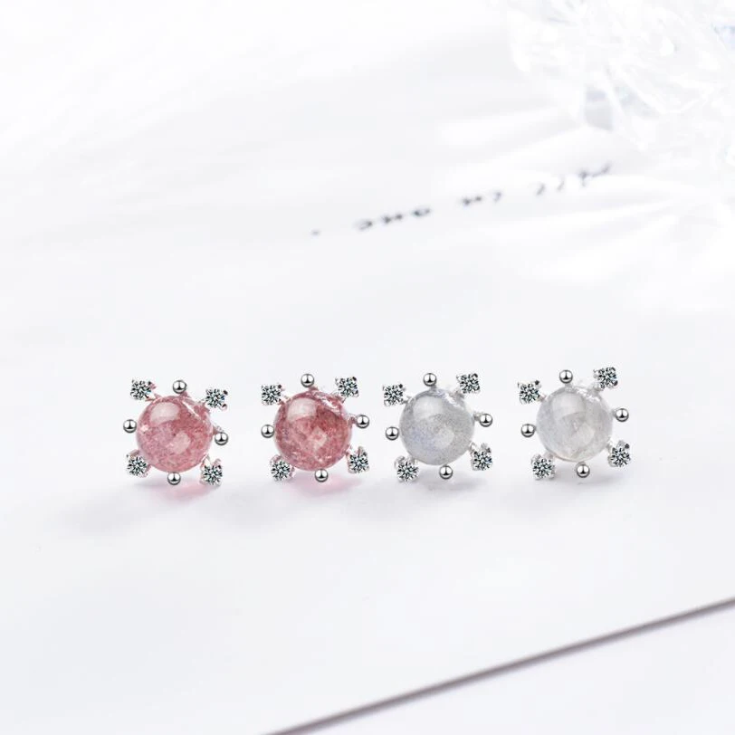Snow Flowers Stud Earring Semale Style Fashionable Pink Strawberry Crystal Earring Temperament Personality Snowflake Moonstone
Snow Flowers Stud Earring Semale Style Fashionable Pink Strawberry Crystal Earring Temperament Personality Snowflake Moonstone