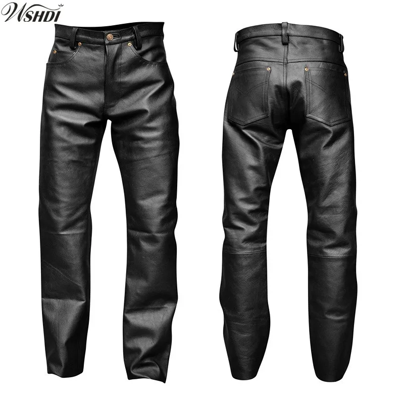 

New Mens Elastic Faux Leather Pants PU Motorcycle Ridding Black Slim Fit Dance Party Trousers Biker Leather Pants For Male