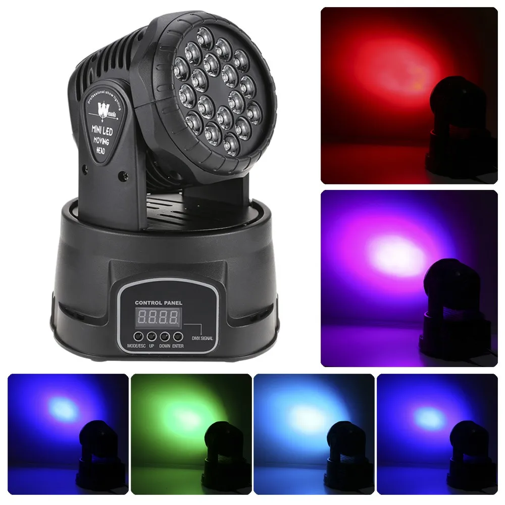 Mini Moving Head Light 18X3W RGB LED Stage Light DMX Lighting For DJ Wedding Party Bar Club
Mini Moving Head Light 18X3W RGB LED Stage Light DMX Lighting For DJ Wedding Party Bar Club