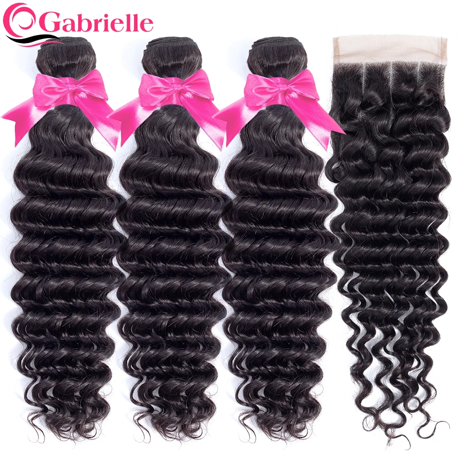 Gabrielle Human Hair Bundles with Closure Brazilian Deep Wave 3 Bundles with Lace Clsoure Natural Color Non-remy Hair Weave
Gabrielle Human Hair Bundles with Closure Brazilian Deep Wave 3 Bundles with Lace Clsoure Natural Color Non-remy Hair Weave