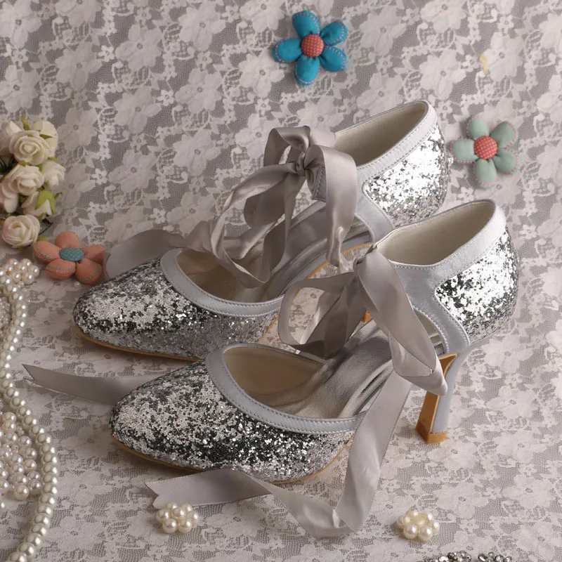 Wedopus High Heel Lace-up Women Shoe Lace Ribbon Silver Glitter Party Wear Shoes Closed Toe
Wedopus High Heel Lace-up Women Shoe Lace Ribbon Silver Glitter Party Wear Shoes Closed Toe