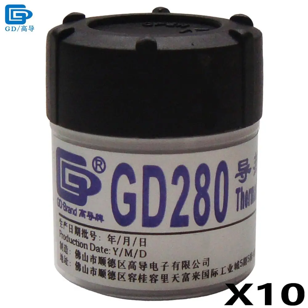 

GD280 Thermal Conductive Grease Paste Silicone Plaster Heat Sink Compound 10 Pieces Net Weight 30 Grams Bottle Packaging CN30