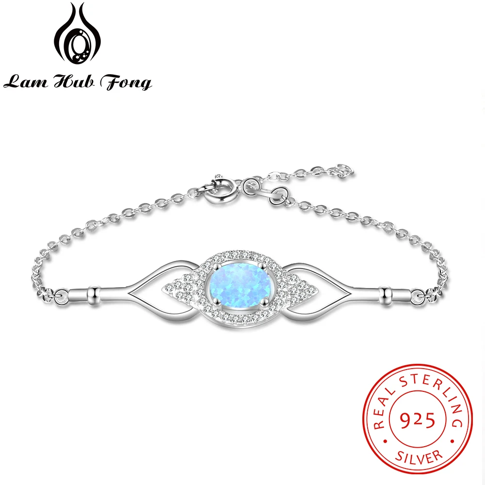 Charm 925 Sterling Silver Chain Bracelet Eye Shape Oval Created Blue Opal Bracelet Femme Jewelry Gift for Women (Lam Hub Fong)
Charm 925 Sterling Silver Chain Bracelet Eye Shape Oval Created Blue Opal Bracelet Femme Jewelry Gift for Women (Lam Hub Fong)