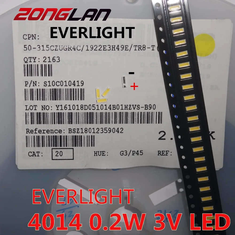 100PCS Original EVERLIGHT LED 4014 Light Beads Cool white High Power 0.2W 3V 21LM For LCD TV Backlight Application | Освещение