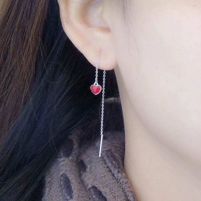 Sterling Silver Long Chain Earrings 925 Silver Rose Heart Small wafer Earrings Fringed Face Modification Allergy Ear Cuff
Sterling Silver Long Chain Earrings 925 Silver Rose Heart Small wafer Earrings Fringed Face Modification Allergy Ear Cuff