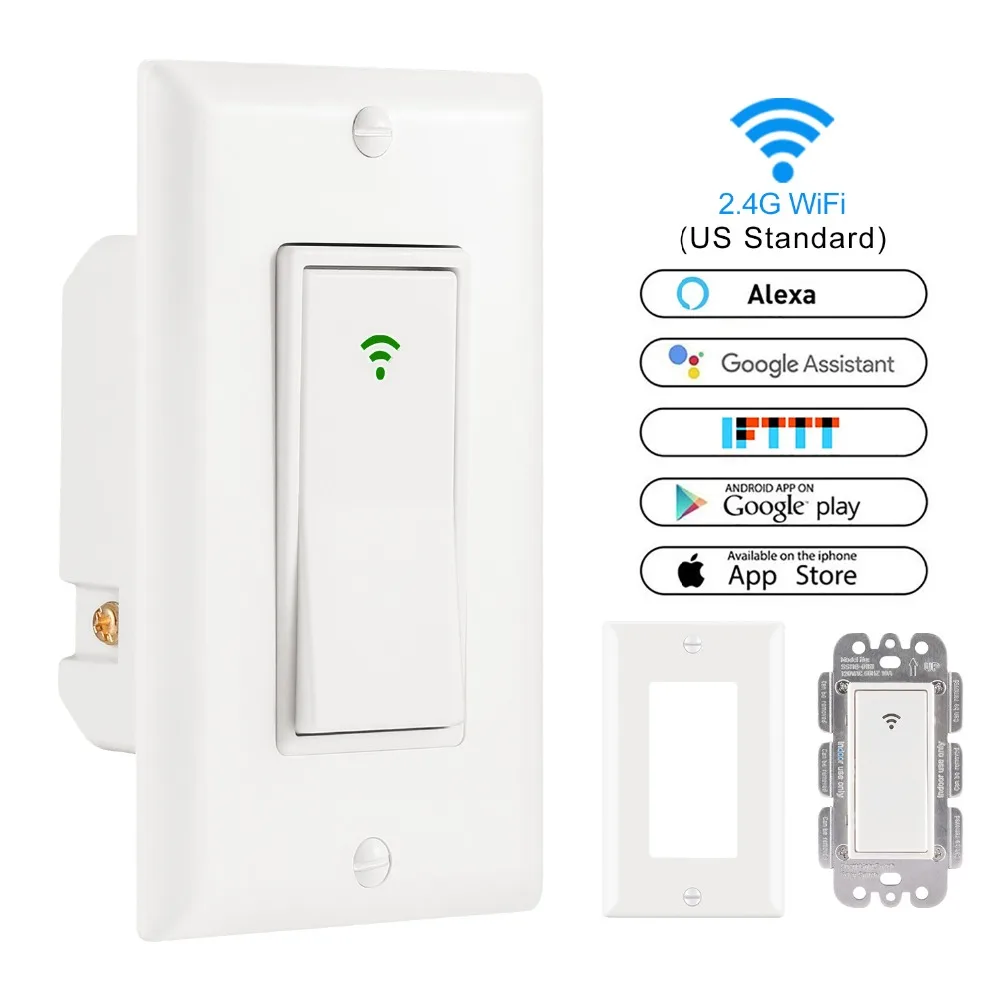 JAGETTE Smart WiFi Switch US Plug Wall-In Smart Switch SmartLife APP Phone Remote Control Compatible With Alexa Google Assistant
JAGETTE Smart WiFi Switch US Plug Wall-In Smart Switch SmartLife APP Phone Remote Control Compatible With Alexa Google Assistant