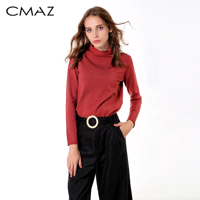 CMAZ 2019 Модные теплые джемперы женские трикотажные кофты повседневные с длинным