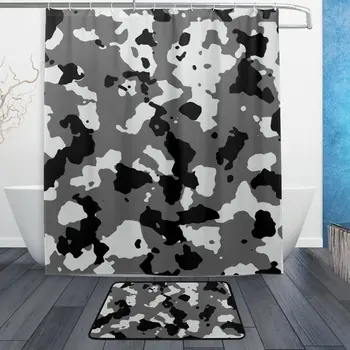 Camo Military Shower Curtain and Mat Set, Army Camouflage Waterproof Fabric Bathroom Curtain
Camo Military Shower Curtain and Mat Set, Army Camouflage Waterproof Fabric Bathroom Curtain