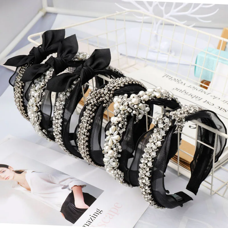 Vintage Bohemian Black Lace with Metal Beads Knot Headband Rhinestone Knotted Bow Hairband Hair Accessories
Vintage Bohemian Black Lace with Metal Beads Knot Headband Rhinestone Knotted Bow Hairband Hair Accessories