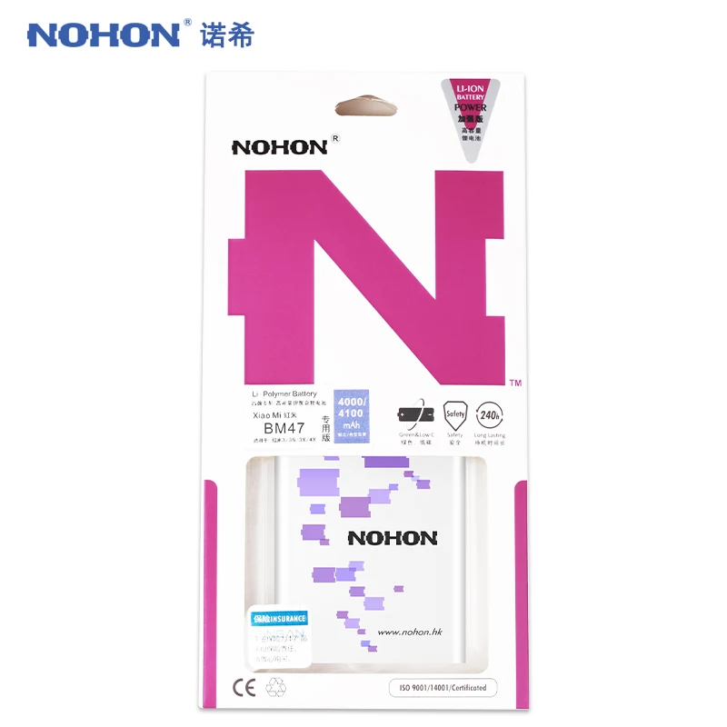 Original NOHON BM47 Battery For Xiaomi Redmi 3 3S 4X 3X Replacement Batteries 4100mAh High Capacity Lithium Polymer Bateria
Original NOHON BM47 Battery For Xiaomi Redmi 3 3S 4X 3X Replacement Batteries 4100mAh High Capacity Lithium Polymer Bateria