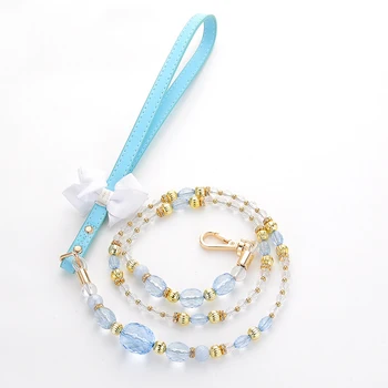 Blue Pearl Beads Dog Leash Strong PU Handle Design Wire Pet Chain Walking Jogging Leashes for Small Medium Size Dogs Cat
Blue Pearl Beads Dog Leash Strong PU Handle Design Wire Pet Chain Walking Jogging Leashes for Small Medium Size Dogs Cat