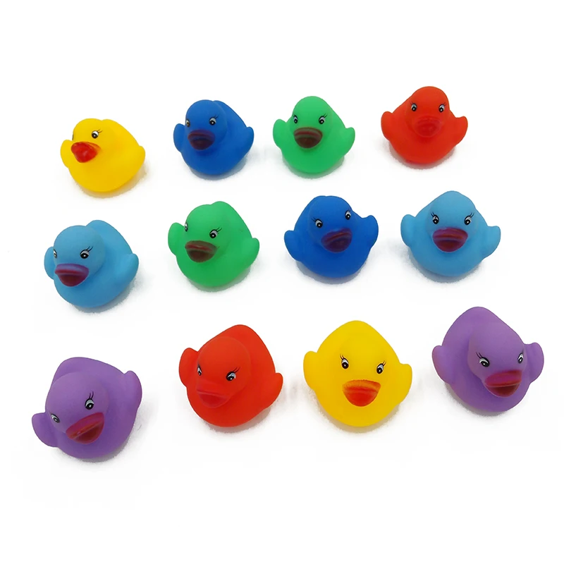 12pcs-set-Baby-Cute-Mini-Colorful-Rubber-Float-Squeaky-Sound-Duck-Bath-Bathroom-Water-Pool-Funny (2)