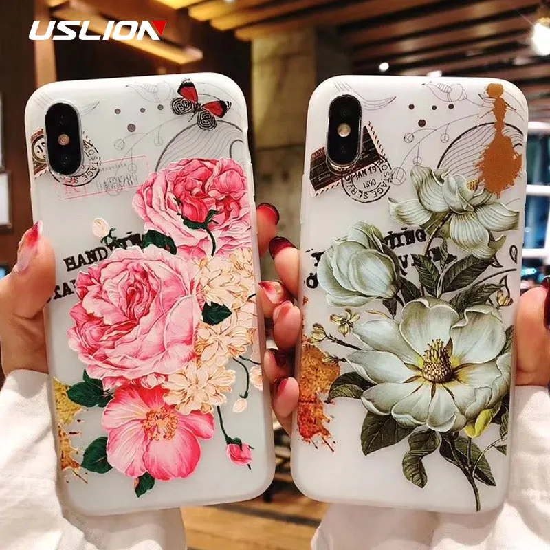 USLION Phone Case For iPhone XR XS Max 8 7 Plus 3D Relief Flower Cases For iPhone 6 6s Plus Matte Floral Silicone TPU Back Cover
USLION Phone Case For iPhone XR XS Max 8 7 Plus 3D Relief Flower Cases For iPhone 6 6s Plus Matte Floral Silicone TPU Back Cover