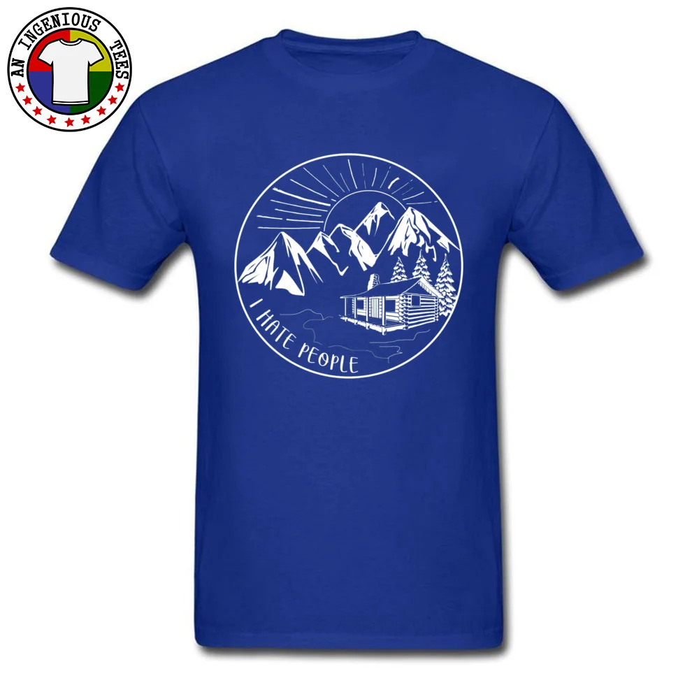 Funny T Shirts Street Short Sleeve Special Round Collar 100% Cotton Tees Casual T Shirt for Students Fall Top Quality I Hate People Funny Hiking Design -4197 blue