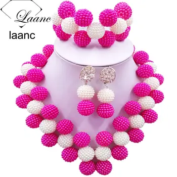 Laanc Latest Hot Pink and White Nigerian Wedding African Beads Jewelry Set for Women JXZ019
Laanc Latest Hot Pink and White Nigerian Wedding African Beads Jewelry Set for Women JXZ019