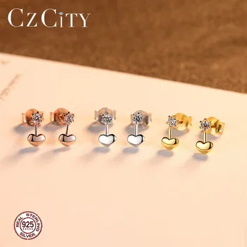 CZCITY Trendy 925 Sterling Silver Heart Stud Earrings for Women Dating Party Shiny CZ Three Colors Simple Design Christmas Gift
CZCITY Trendy 925 Sterling Silver Heart Stud Earrings for Women Dating Party Shiny CZ Three Colors Simple Design Christmas Gift