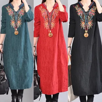 Spring and Autumn New Ethnic Wind and Large Size Women's Dresses Cotton and Linen Medium-length Embroidered Dress QD26
Spring and Autumn New Ethnic Wind and Large Size Women's Dresses Cotton and Linen Medium-length Embroidered Dress QD26