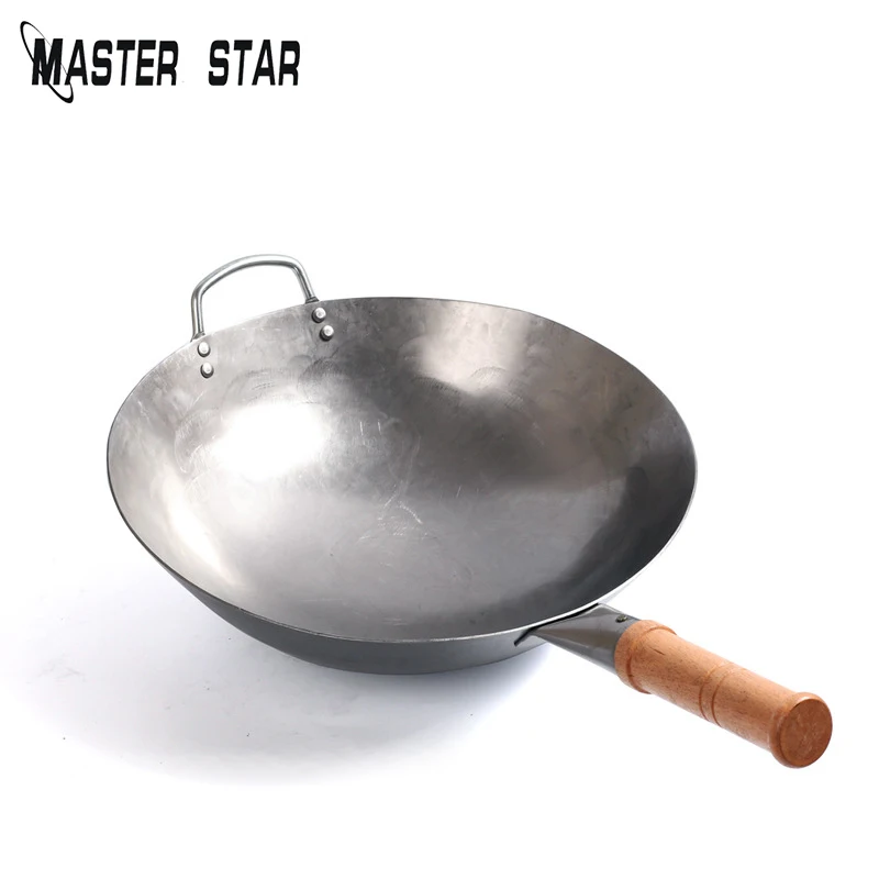Фото Master Star Chinese Traditional Iron Woks Non-sticking Kitchen Gas Cookware 100% Handmade Wok For Cooker 32/34CM | Дом и сад