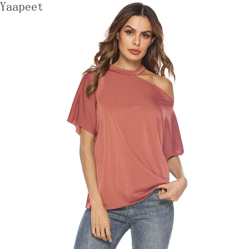 Women Casual Summer Loose Solid Color Halter One Shoulder Short Sleeves Tee Shirt T-shirt Female Basic Top
Women Casual Summer Loose Solid Color Halter One Shoulder Short Sleeves Tee Shirt T-shirt Female Basic Top