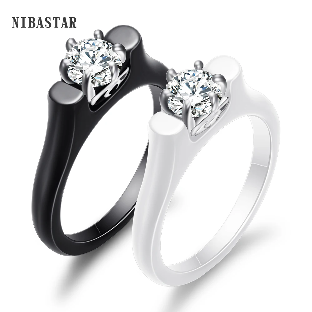 Black White Color Wedding Rings For Women Smooth Ceramic Bijoux Ring Clear AAA Cubic Zircon Engagement Rings
Black White Color Wedding Rings For Women Smooth Ceramic Bijoux Ring Clear AAA Cubic Zircon Engagement Rings