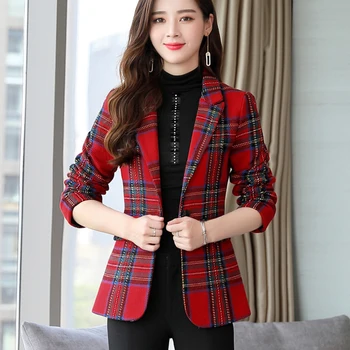 2020 Spring And Autumn New Women's Suit Plaid Large Size Slim Casual Suit Temperament Retro Fashion One Button Suit LQ347
2020 Spring And Autumn New Women's Suit Plaid Large Size Slim Casual Suit Temperament Retro Fashion One Button Suit LQ347