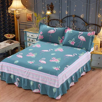 Flamingos green leaves plant 3Pcs 100% Cotton Skirt Mattress pillowcases Twin Queen King size Skirts adult kid Bedspread Bedding
Flamingos green leaves plant 3Pcs 100% Cotton Skirt Mattress pillowcases Twin Queen King size Skirts adult kid Bedspread Bedding