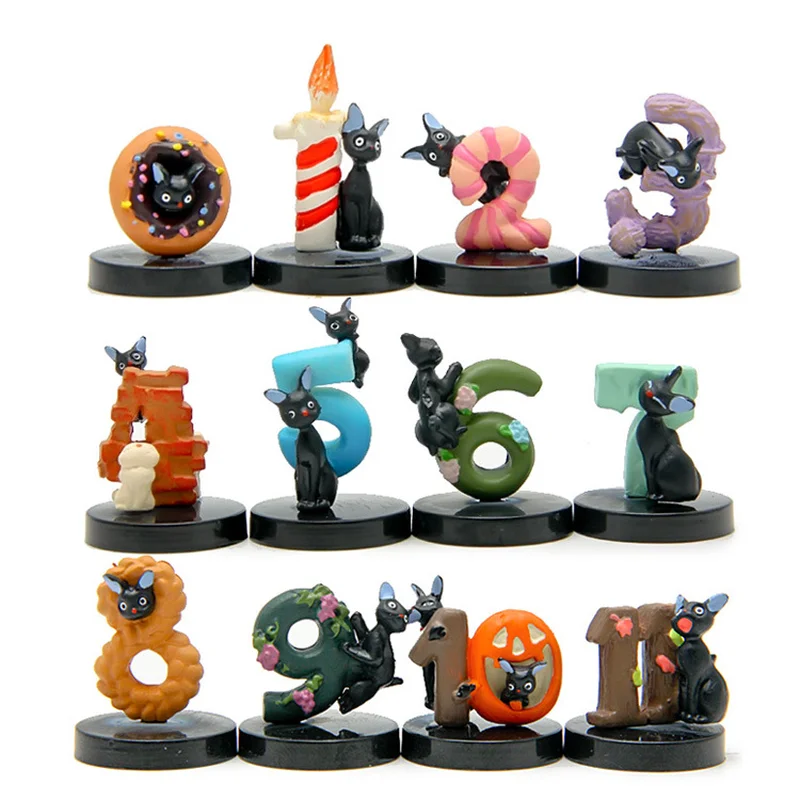 12Pcs/lot Resin Kiki's Delivery Service Cat Figurines Animal Ornaments Black Cat Gigi Miniatures Decoration Numbers Crafts Gifts
12Pcs/lot Resin Kiki's Delivery Service Cat Figurines Animal Ornaments Black Cat Gigi Miniatures Decoration Numbers Crafts Gifts