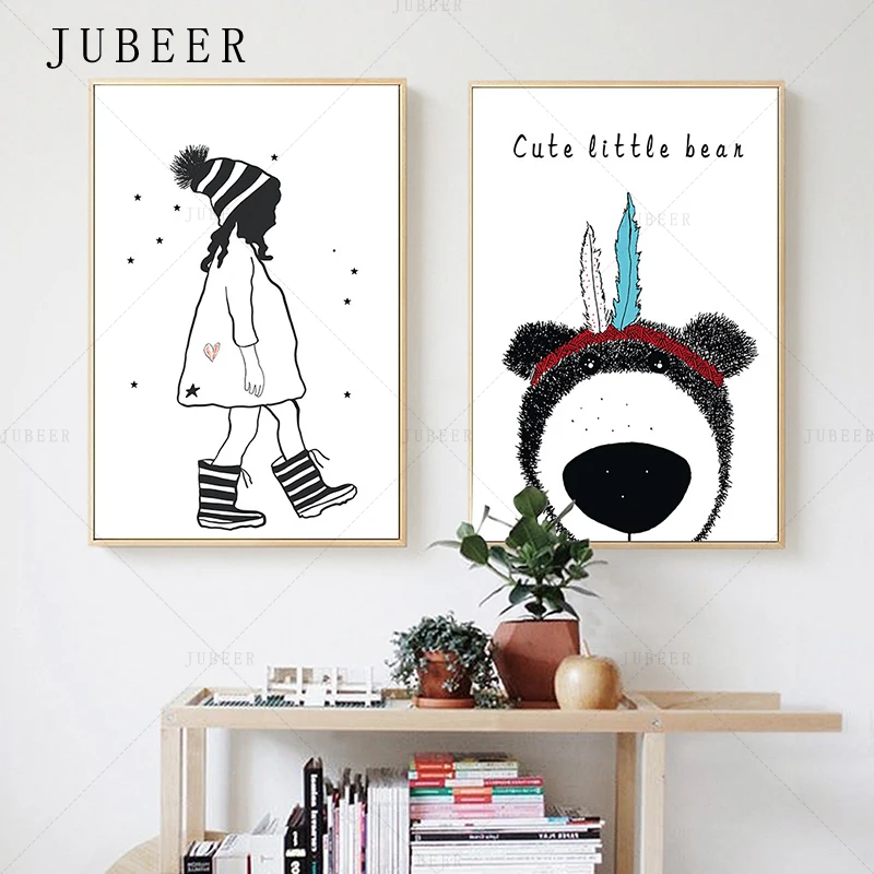 Scandinavian Style Poster Minimalist Wall Art Cute Animal Girl Decorative Painting For Children's Room Simple Home Decor
Scandinavian Style Poster Minimalist Wall Art Cute Animal Girl Decorative Painting For Children's Room Simple Home Decor