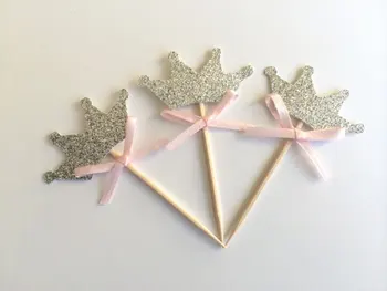 SILVER Glitter TIARA Cupcake Toppers with Pink Bow girl Birthday wedding toothpicks Bridal baby shower party decor
SILVER Glitter TIARA Cupcake Toppers with Pink Bow girl Birthday wedding toothpicks Bridal baby shower party decor