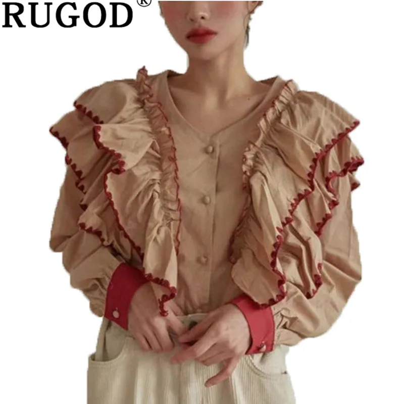 RUGOD Spring New 2019 Vintage Ruffles Blouses tops female Casual V-neck Button patchwork elegant Shirts lady School sweet tops
RUGOD Spring New 2019 Vintage Ruffles Blouses tops female Casual V-neck Button patchwork elegant Shirts lady School sweet tops