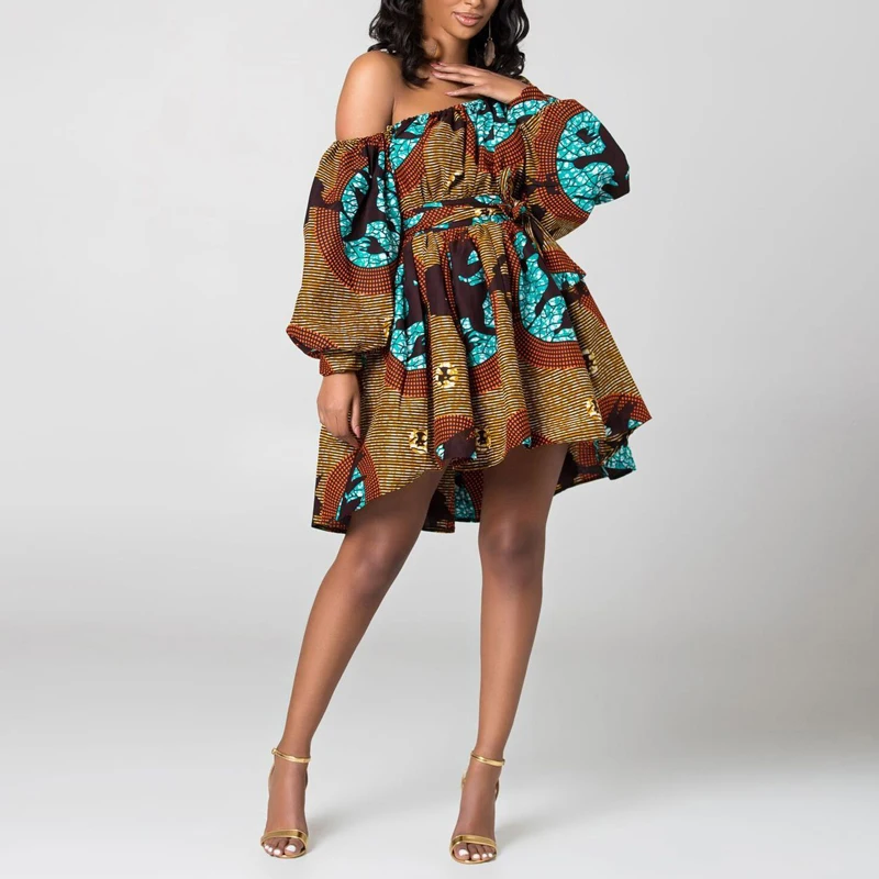 Elegant Women's Dress Sexy Lantern Sleeve African National Printed Loose Casual Slant Shoulder Fashion New Sale Dress
Elegant Women's Dress Sexy Lantern Sleeve African National Printed Loose Casual Slant Shoulder Fashion New Sale Dress