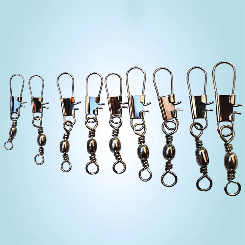 FISH 100PCS/Lot Fishing Connector Pin Bearing Rolling Swivel Stainless Steel with Snap Fishhook Lure Tackle
FISH 100PCS/Lot Fishing Connector Pin Bearing Rolling Swivel Stainless Steel with Snap Fishhook Lure Tackle