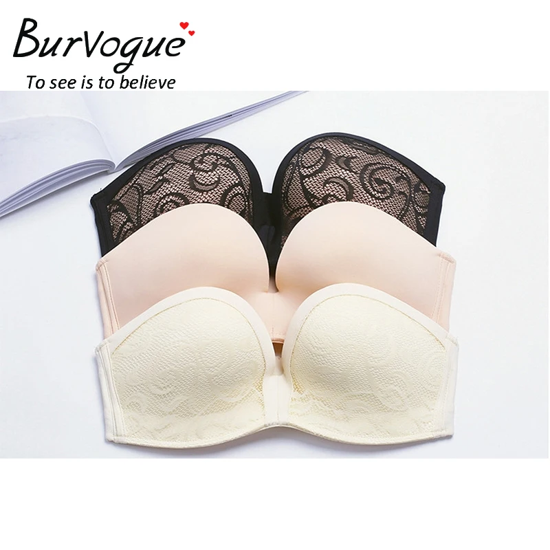 Burvogue Invisible Bra Sexy Strapless Seamless Push Up Bra for Women Underwear Bride Lace Self Adhesive Bras Wedding Brassiere 7