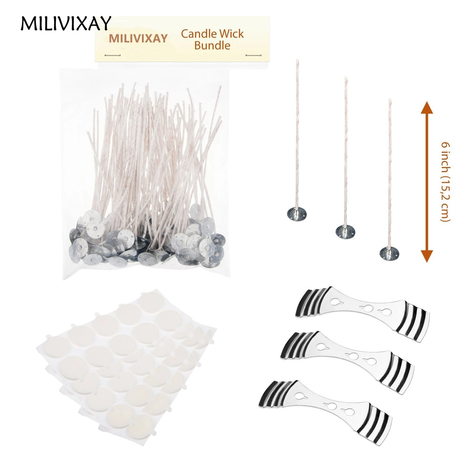 MILIVIXAY Candle Making Kits 50PC Candle Wicks+50PC Wick Stickers+3PC Wick Holders DIY Candle Making Accessories
MILIVIXAY Candle Making Kits 50PC Candle Wicks+50PC Wick Stickers+3PC Wick Holders DIY Candle Making Accessories
