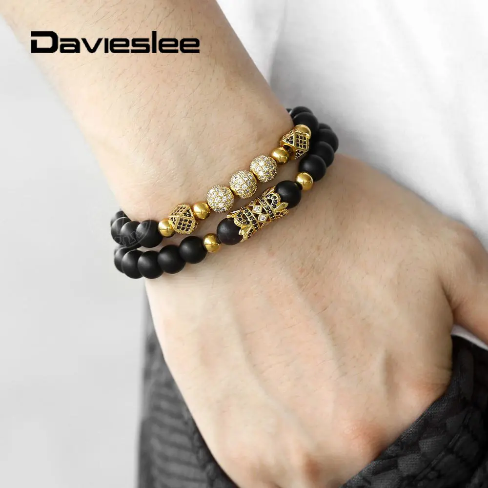2Pcs/Set Womens Mens Bracelet Silver Gold Black Unisex Stretch Fashion Pave CZ Crown Charm Beaded Bracelets for Women Men LDBM62
2Pcs/Set Womens Mens Bracelet Silver Gold Black Unisex Stretch Fashion Pave CZ Crown Charm Beaded Bracelets for Women Men LDBM62