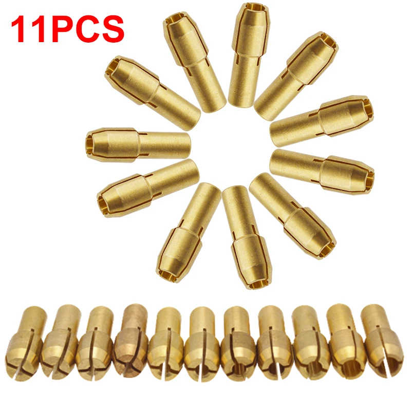 11pcs/pack Brass Dremel Collet Mini Drill Chucks Including 0.5/0.8/1.0/1.2/1.6/1.8/2.0/2.2/2.4/3.0/3.2mm Fit Dremel Rotary Tools
11pcs/pack Brass Dremel Collet Mini Drill Chucks Including 0.5/0.8/1.0/1.2/1.6/1.8/2.0/2.2/2.4/3.0/3.2mm Fit Dremel Rotary Tools