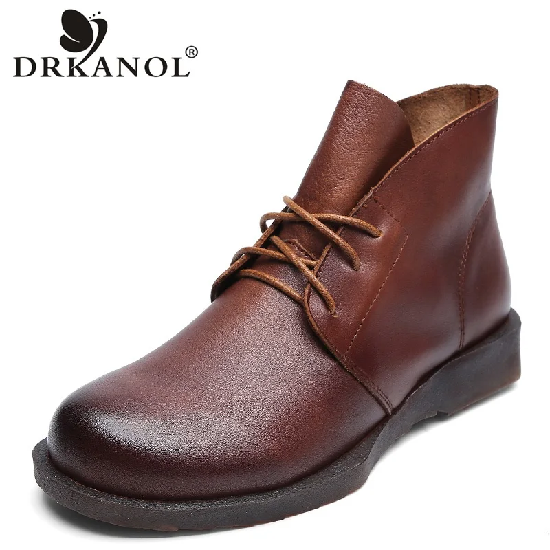 DRKANOL Spring Autumn British Style Women Ankle Boots Vintage Lace Up Round Toe Genuine Leather Short Boots Women flats shoes
DRKANOL Spring Autumn British Style Women Ankle Boots Vintage Lace Up Round Toe Genuine Leather Short Boots Women flats shoes